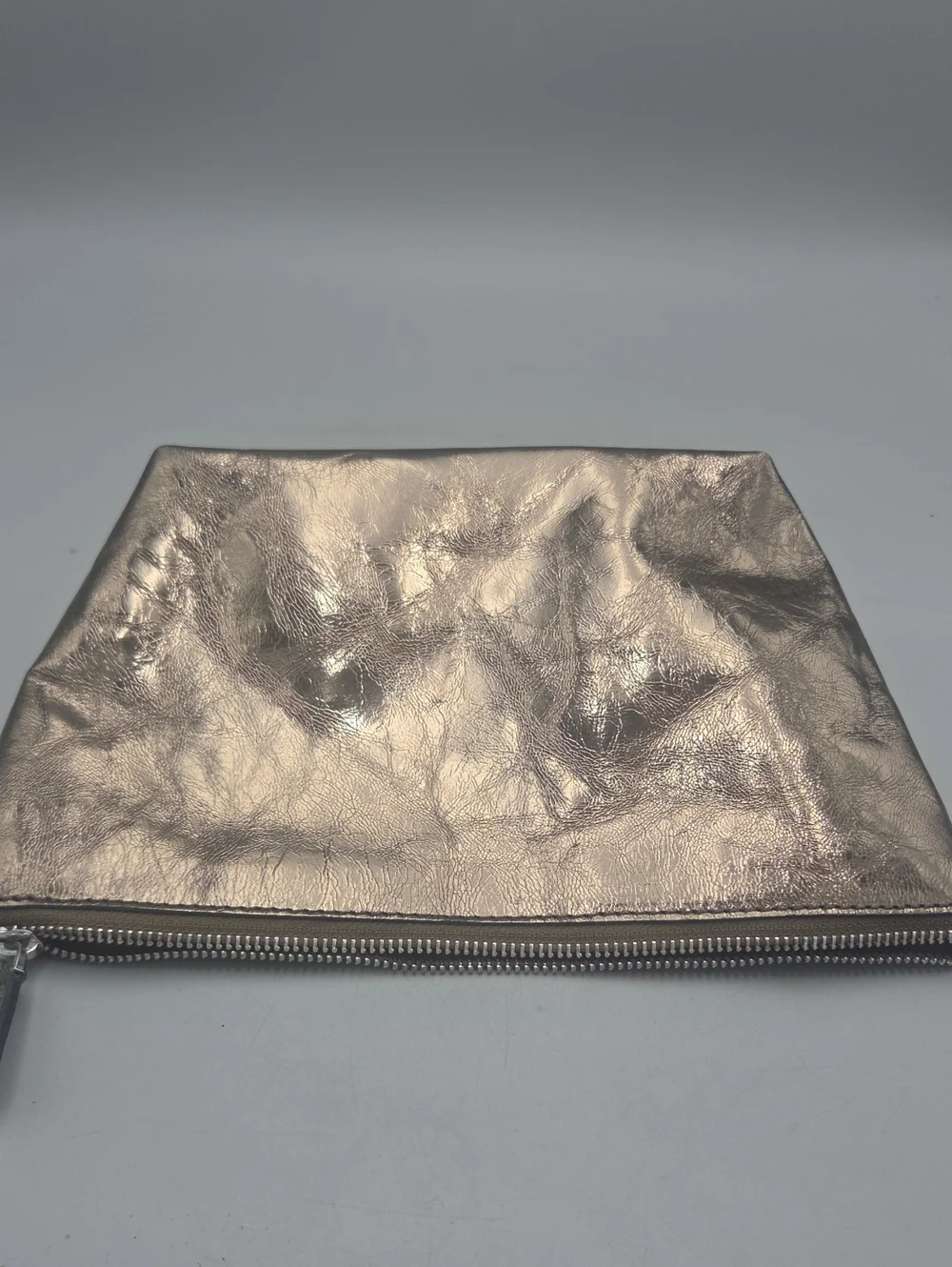 Madewell Distressed Bronze Metallic Leather Wristlet Pouch Goat Leather